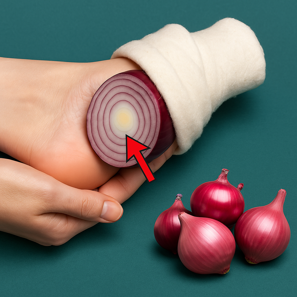 oignons L’astuce méconnue de l’oignon rouge dans la chaussette qui soulage la toux et le nez bouché