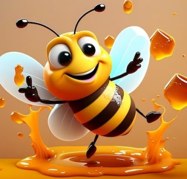3d cartoon cute smiling fat bee dancing honey generative ai 500695 289 Les abeilles et leur incroyable sens de la danse : une étude sur la communication de ces pollinisatrices