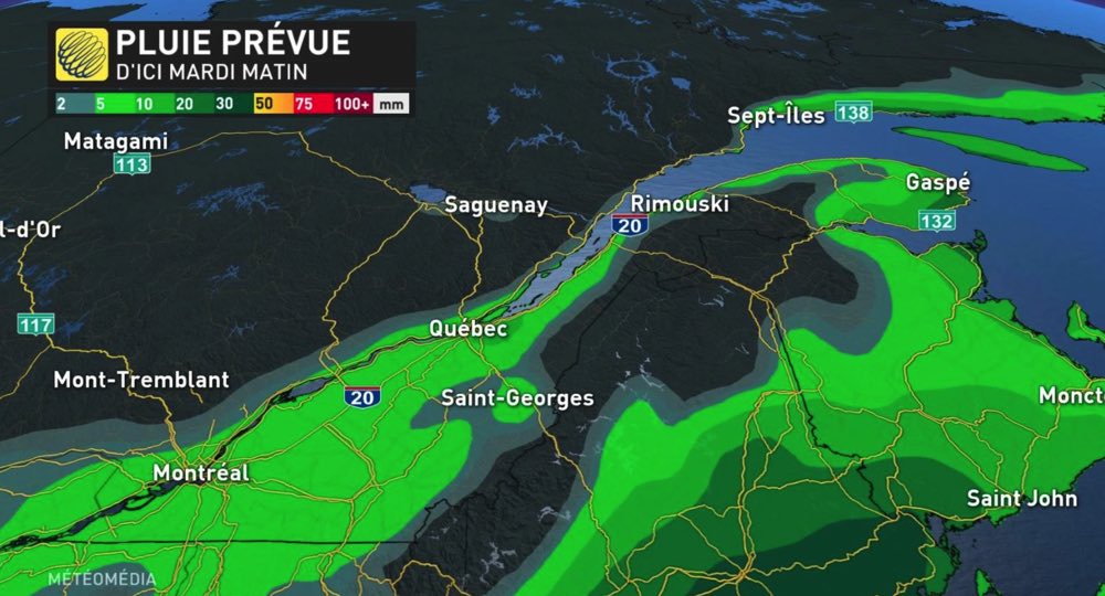 1 pluie mardi Une bonne bordée de neige possible dans plusieurs régions du Québec
