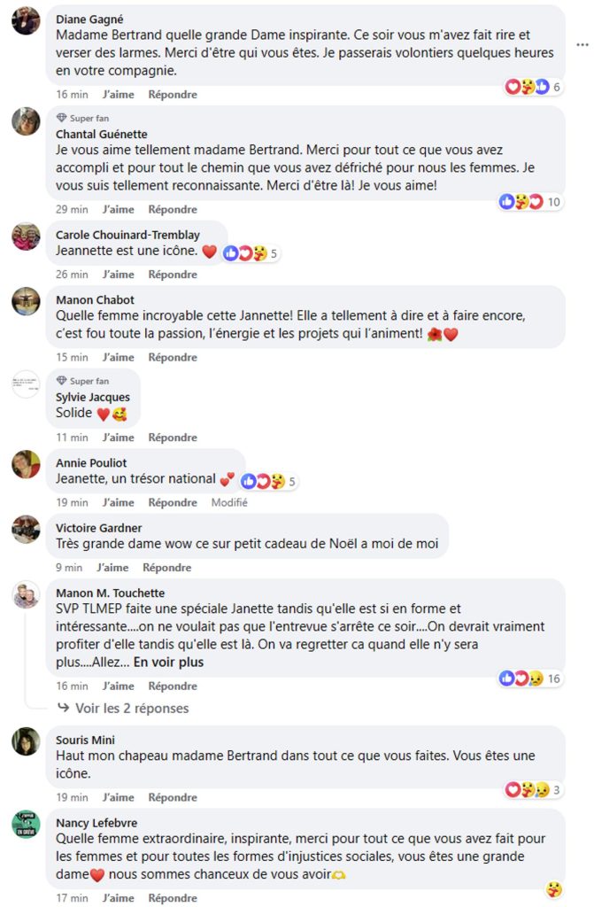 1a 1 À presque 100 ans, Janette Bertrand fait énormément réagir à Tout le monde en parle