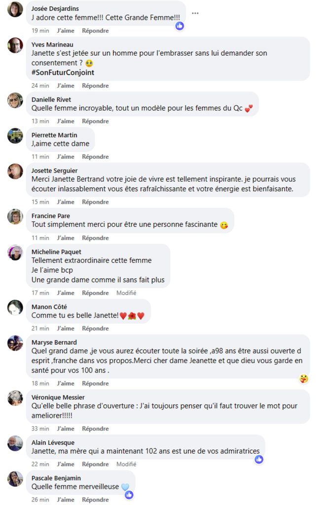 1bb À presque 100 ans, Janette Bertrand fait énormément réagir à Tout le monde en parle