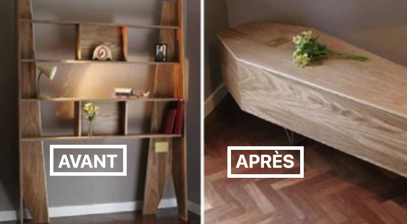 6a Cercueil écolo : cette bibliothèque peut être assemblée en cercueil après la mort