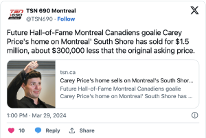 Carey Price subit des pertes importantes dans la vente de sa maison 2 Carey Price subit des pertes importantes dans la vente de sa maison Capture decran le 2024 03 30 a 11.54.22 2 Carey Price subit des pertes importantes dans la vente de sa maison