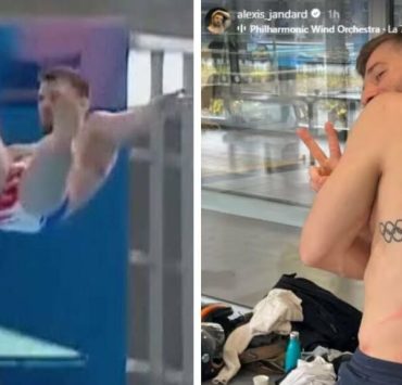 2068063071660fda38ccf70 couvplongeur2 1024x576 1 La réaction parfaite du plongeur Alexis Jandard après sa chute spectaculaire devant Emmanuel Macron