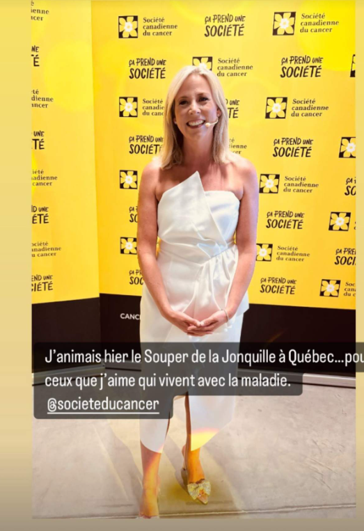 Capture decran 2024 04 20 122339 Ève-Marie Lortie revient au Québec et fait sensation avec sa robe blanche au gala
