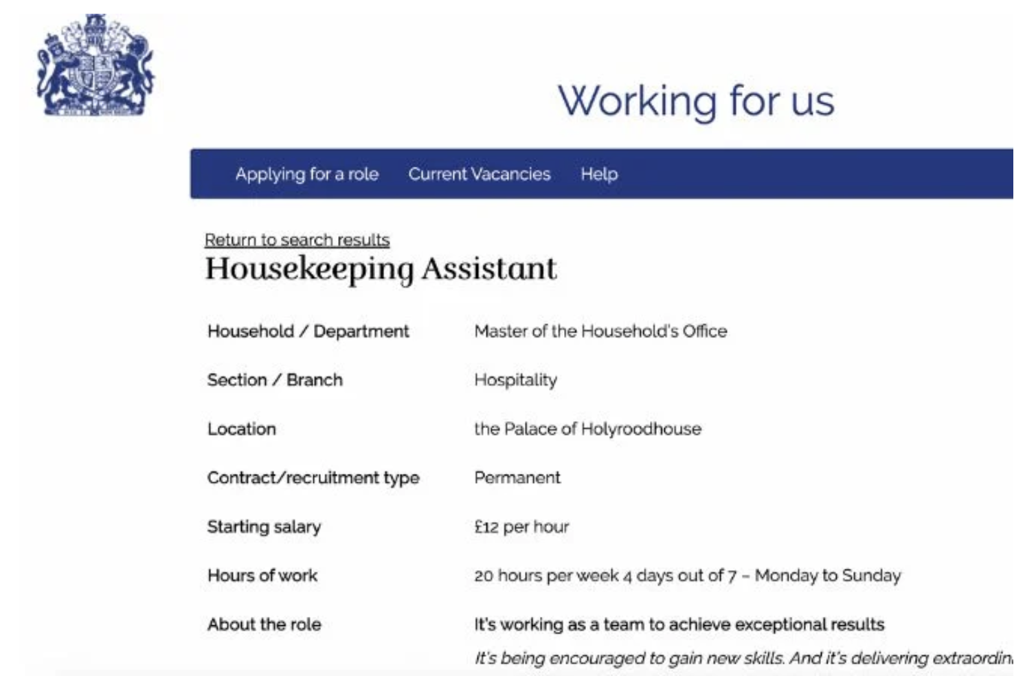 Capture decran le 2024 04 18 a 08.25.00 Le roi Charles III cherche une femme de ménage avec un salaire hallucinant