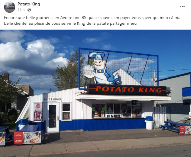 Le propriétaire du Potato King se heurte à une vague de critiques suite à ses propos déplacés sur Facebook 2 Le propriétaire du Potato King se heurte à une vague de critiques suite à ses propos déplacés sur Facebook Capture decran 2024 05 13 170938 Le propriétaire du Potato King se heurte à une vague de critiques suite à ses propos déplacés sur Facebook