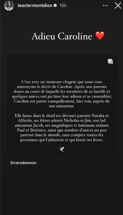 Décès de Caroline Dawson : Un dernier adieu des personnalités publiques 5 Décès de Caroline Dawson : Un dernier adieu des personnalités publiques Capture decran 2024 05 21 094039 Décès de Caroline Dawson : Un dernier adieu des personnalités publiques