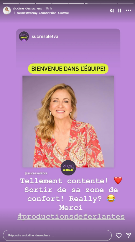 Capture decran 2024 05 28 114525 Clodine Desrochers annonce son retour sur nos écrans