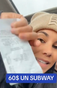 Capture decran 2024 05 31 095152 Une maman au Québec est allée au Subway et ça lui a coûté 60$
