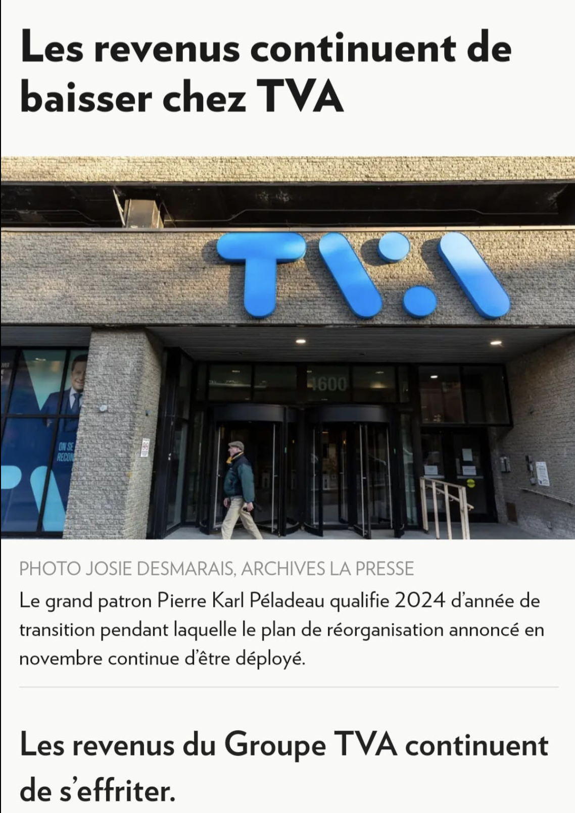 Capture decran le 2024 05 07 a 12.54.32 Situation critique: Effondrement des revenus chez Groupe TVA