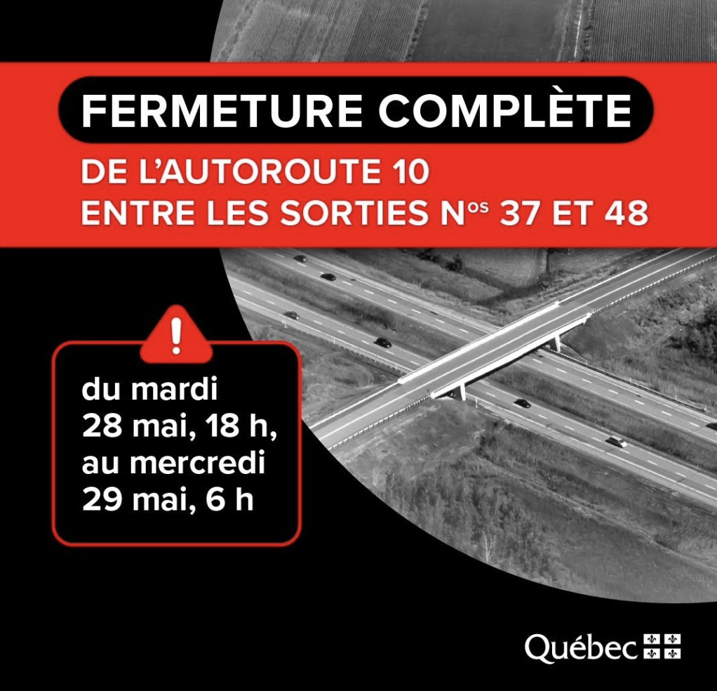 Capture decran le 2024 05 27 a 17.28.34 Alerte circulation : l'autoroute 10 sera complètement fermée, préparez-vous à des congestions