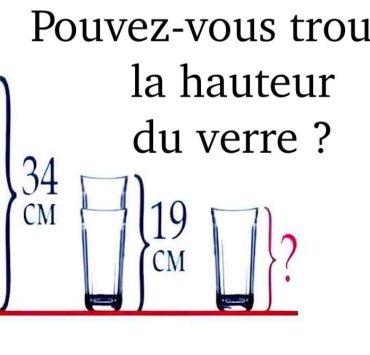 Test de IQ : Vous êtes très fort si vous parvenez à trouver la hauteur du verre en 15 secondes ! 6 Test de IQ : Vous êtes très fort si vous parvenez à trouver la hauteur du verre en 15 secondes ! trouver hauteur du verre Test de IQ : Vous êtes très fort si vous parvenez à trouver la hauteur du verre en 15 secondes !