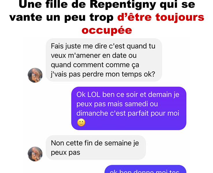 Capture decran 2024 06 27 155133 Un homme partage sa conversation avec une Repentignoise trop fière de son emploi du temps chargé