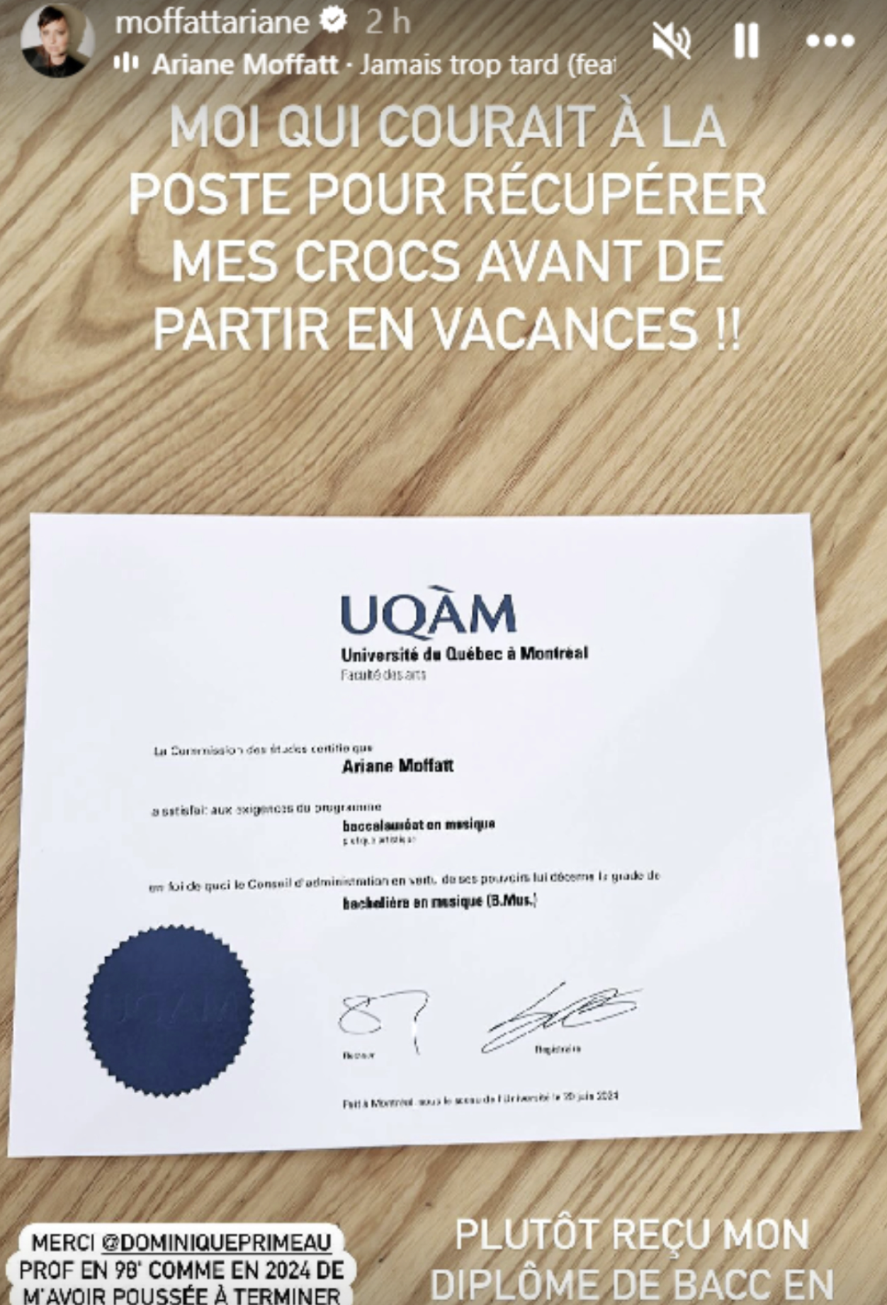 Capture decran le 2024 07 15 a 13.34.19 Ariane Moffatt surprend avec une grande nouvelle