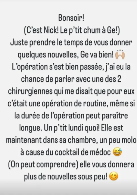 Geneviève Everell se confie sur son rétablissement après une opération chirurgicale 2 Geneviève Everell se confie sur son rétablissement après une opération chirurgicale Capture decran 2024 08 07 093310 Geneviève Everell se confie sur son rétablissement après une opération chirurgicale