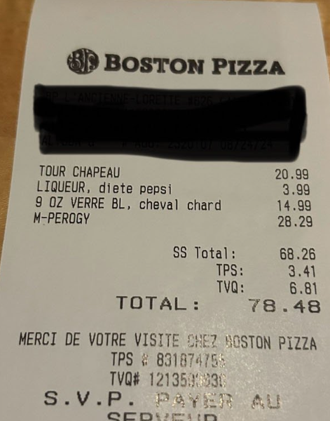 Screenshot 2024 08 31 10.59.43 Un client au Québec va dîner au Boston Pizza et s'étonne des prix devenus trop élevés