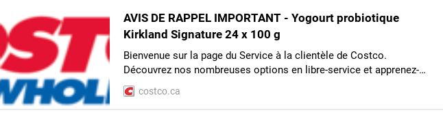 Screenshot 2024 09 25 13.34.28 ALERTE : Important Rappel de yogourts Kirkland chez Costco pour risque de maladies