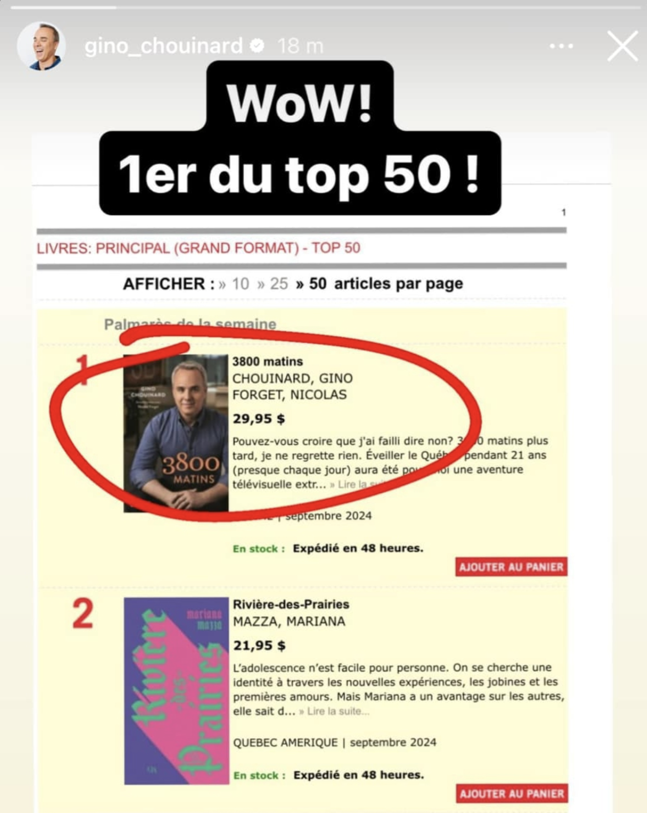 Capture decran le 2024 10 08 a 12.46.50 Gino Chouinard annonce une grande nouvelle dans sa vie !