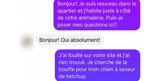Un homme au Québec appelle une animalerie pour poser une série de questions cruciales 1 Un homme au Québec appelle une animalerie pour poser une série de questions cruciales Screenshot 2024 10 07 14.55.22 Un homme au Québec appelle une animalerie pour poser une série de questions cruciales