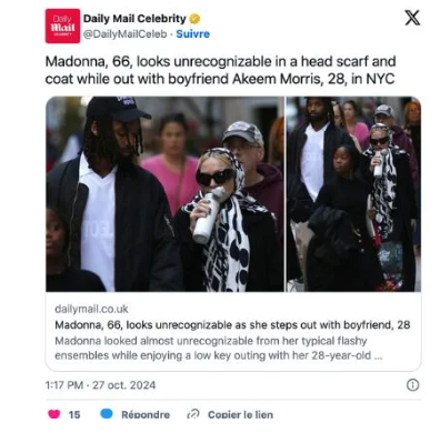 Screenshot 2024 10 31 10.17.59 Madonna semble méconnaissable et le visage gonflé en public à 66 ans avec son partenaire de 28 ans