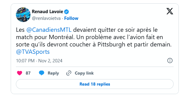 Capture decran 2024 11 04 092856 L'avion du Canadien de Montréal endommagé dans un incident