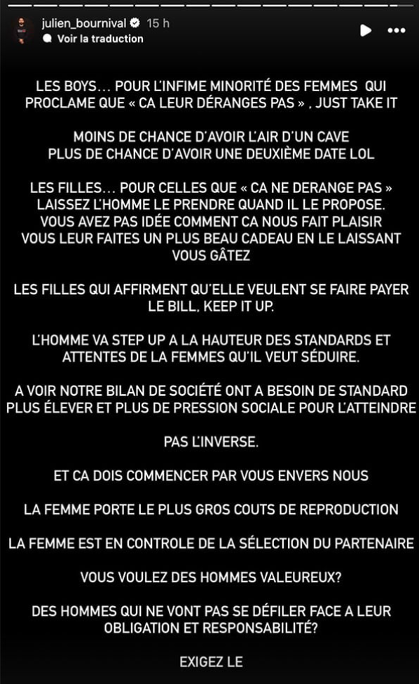Le Mâle Alpha de Tout le Monde en Parle explique pourquoi l’homme doit souvent payer pour la fille 2 Le Mâle Alpha de Tout le Monde en Parle explique pourquoi l’homme doit souvent payer pour la fille Capture decran 2024 11 20 083937 Le Mâle Alpha de Tout le Monde en Parle explique pourquoi l’homme doit souvent payer pour la fille
