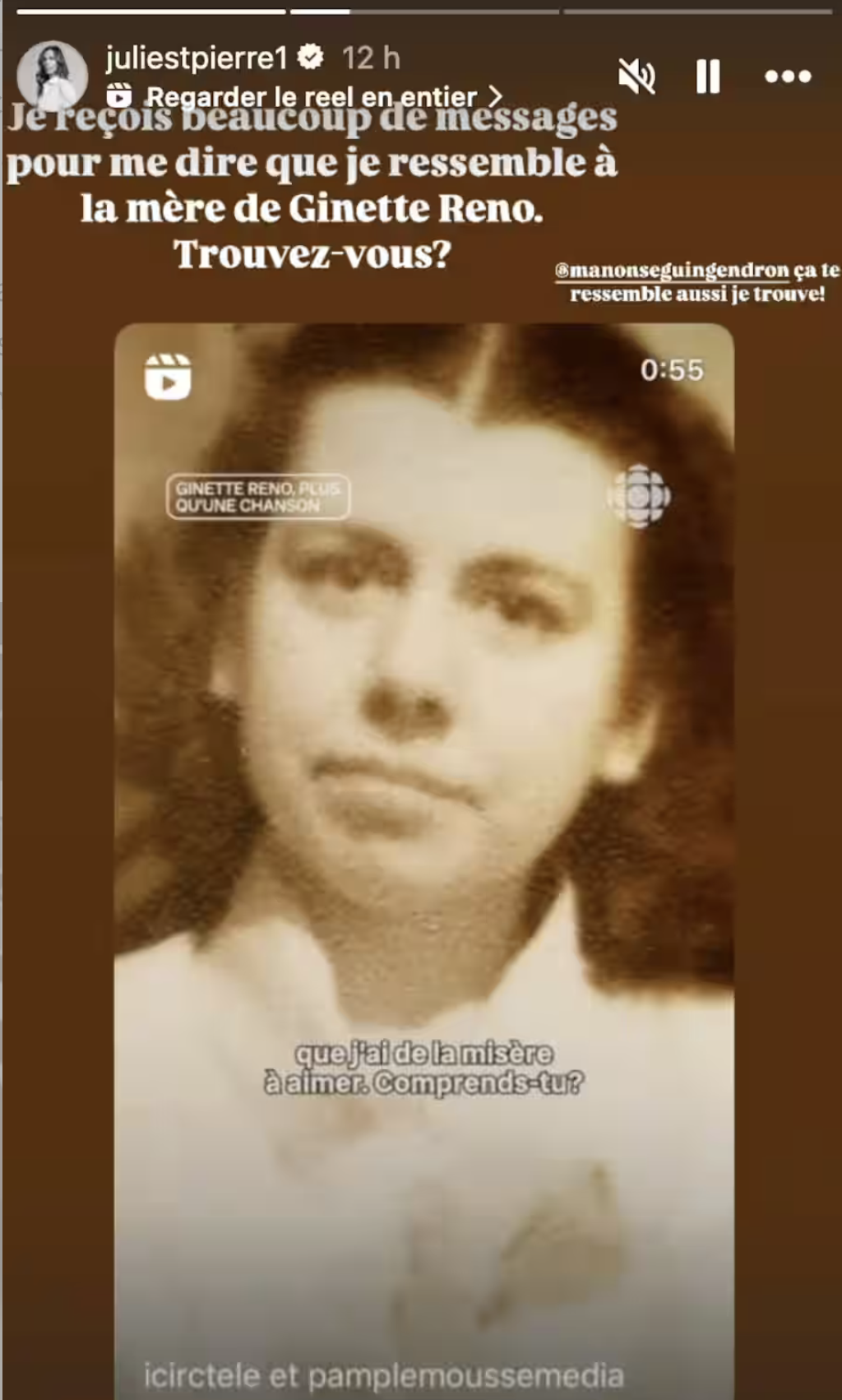 Julie St-Pierre fait une découverte surprenante : son sosie n’est autre que la mère d’une chanteuse célèbre 2 Julie St-Pierre fait une découverte surprenante : son sosie n’est autre que la mère d’une chanteuse célèbre Capture decran le 2024 11 27 a 12.55.39 Julie St-Pierre fait une découverte surprenante : son sosie n’est autre que la mère d’une chanteuse célèbre