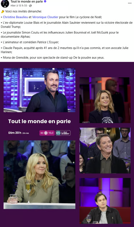 Une pétition est initiée pour exclure des invités controversés de Tout le monde en parle 2 Une pétition est initiée pour exclure des invités controversés de Tout le monde en parle Screenshot 2024 11 10 113124 Une pétition est initiée pour exclure des invités controversés de Tout le monde en parle