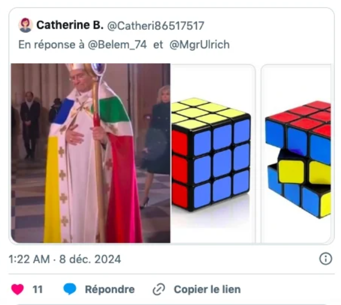 Capture decran 2024 12 10 083319 L'Archevêque de Paris Provoque Hilares Réactions avec sa Tenue Colorée Lors de la Réouverture de Notre-Dame