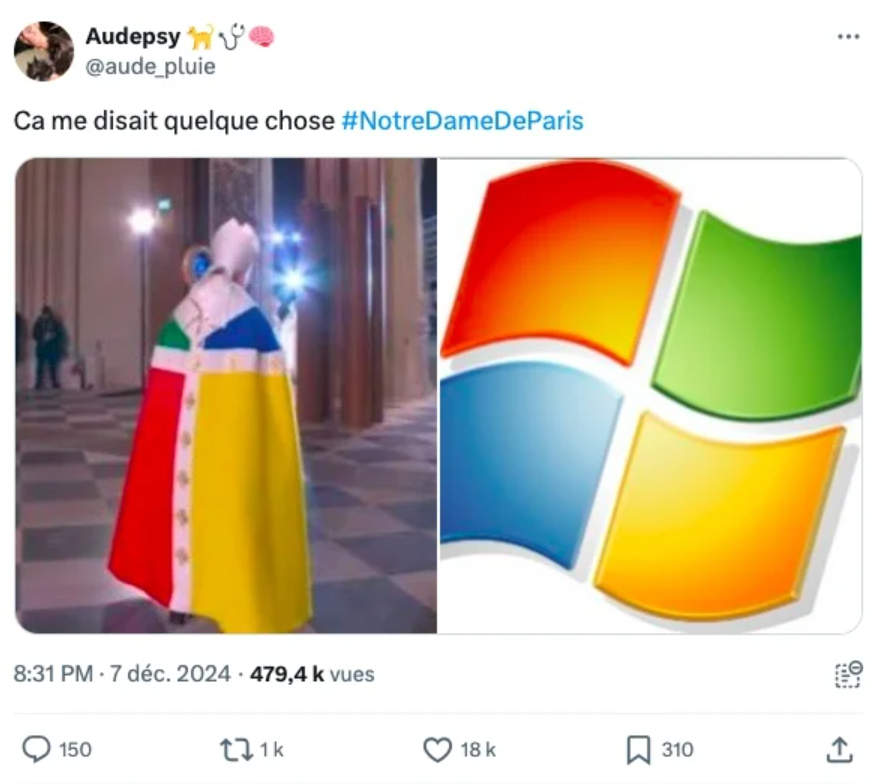 Capture decran 2024 12 10 083327 L'Archevêque de Paris Provoque Hilares Réactions avec sa Tenue Colorée Lors de la Réouverture de Notre-Dame