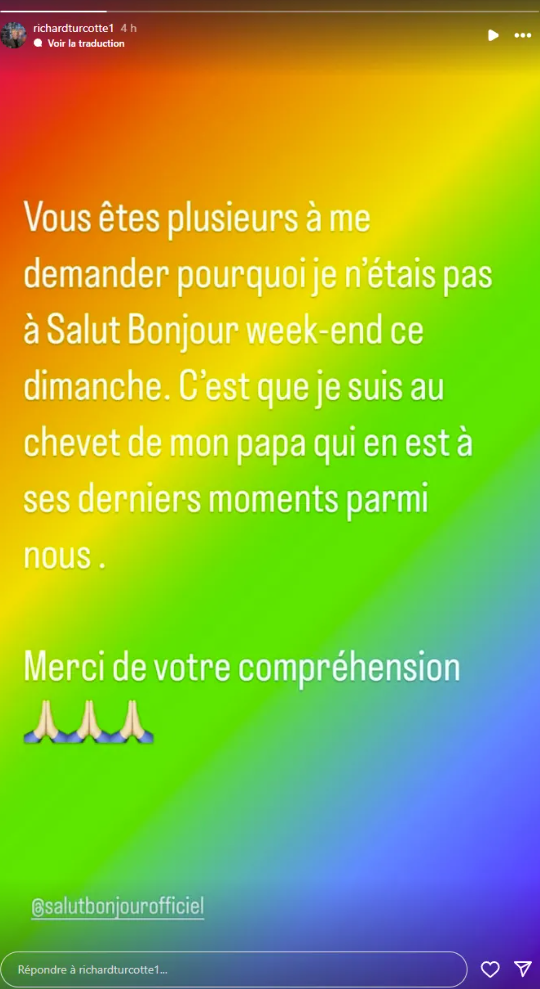 Richard Turcotte Révèle la Triste Raison de son Absence à Salut Bonjour Week-end, voici pourquoi 2 Richard Turcotte Révèle la Triste Raison de son Absence à Salut Bonjour Week-end, voici pourquoi Capture decran 2024 12 10 093702 Richard Turcotte Révèle la Triste Raison de son Absence à Salut Bonjour Week-end, voici pourquoi