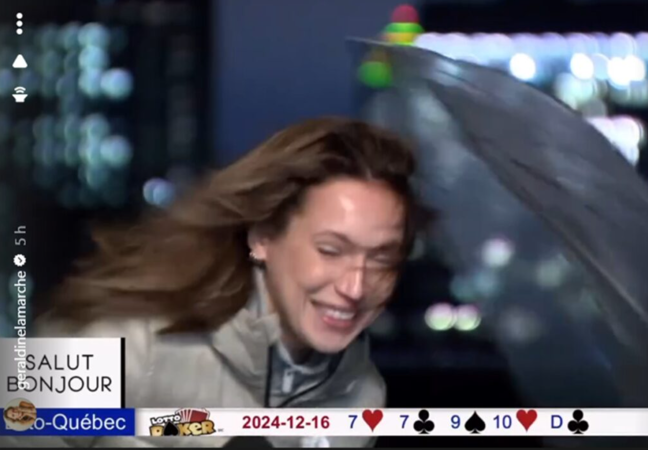 Capture decran 2024 12 17 142026 Géraldine Lamarche surmonte une intempérie en direct sur Salut Bonjour ce matin