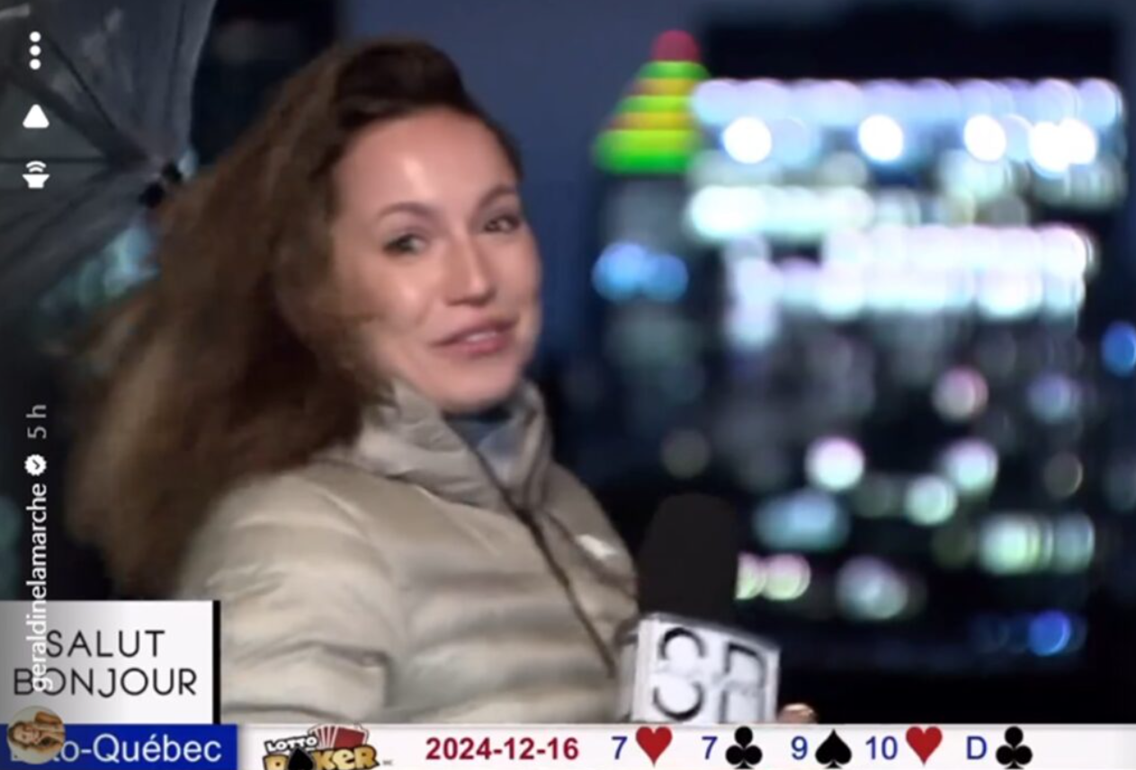 Capture decran 2024 12 17 142049 Géraldine Lamarche surmonte une intempérie en direct sur Salut Bonjour ce matin