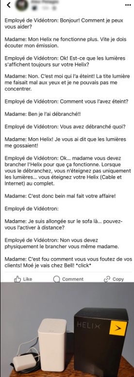 Capture decran 2025 01 06 113707  Un employé chez Vidéotron partage une anecdote improbable d’une cliente un peu déconnectée