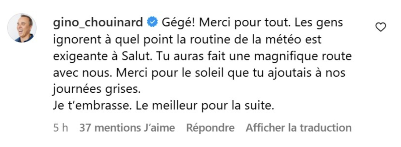 Gino Chouinard réagit au départ de Géraldine Lamarche à Salut Bonjour 2 Gino Chouinard réagit au départ de Géraldine Lamarche à Salut Bonjour Capture decran le 2025 01 24 a 09.38.54 Gino Chouinard réagit au départ de Géraldine Lamarche à Salut Bonjour