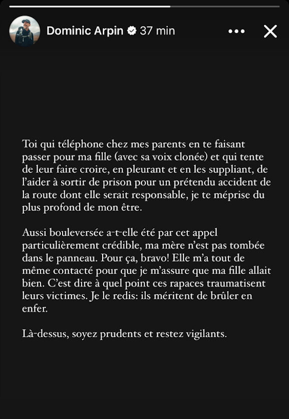 dominic arpin histoire e1736975728494 Dominic Arpin dénonce l'arnaque terrifiante qui a ciblé sa mère