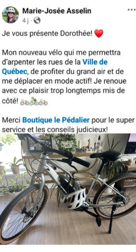 Capture decran 2025 02 19 093235 Une Québécoise annonce l'achat d'un vélo à 4000$ et signale son vol peu après