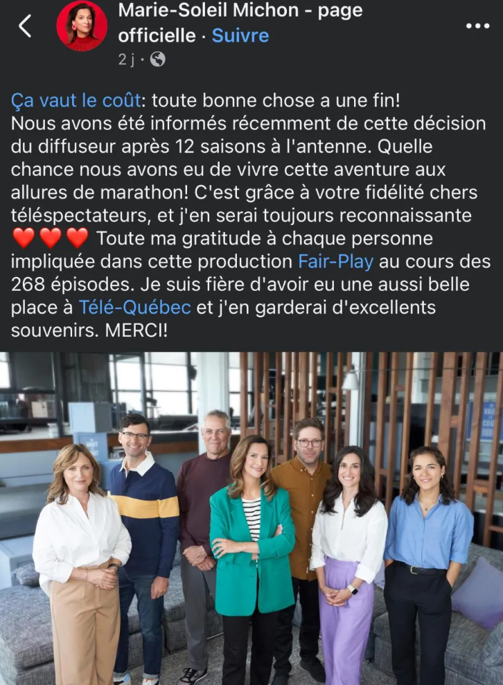 Capture decran 2025 02 23 093113 Marie-Soleil Michon annonce une triste nouvelle
