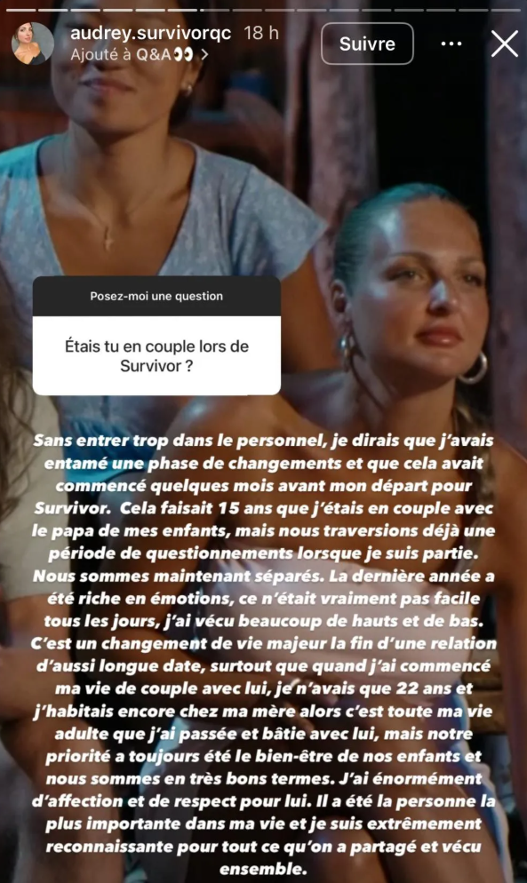 Capture decran 2025 02 27 104515 Audrey et Sébastien de Survivor Québec révèlent enfin la nature de leur relation