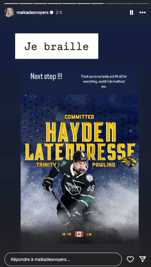 Capture decran 2025 03 10 133521 Le fils de Maïka Desnoyers et Guillaume Latendresse quitte le nid familial pour une nouvelle aventure aux États-Unis