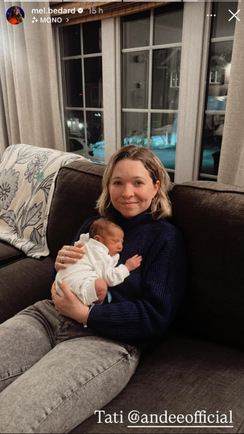 Capture decran 2025 04 05 132125 Après son accouchement, Mélissa Bédard partage la première image de Karl avec leur bébé