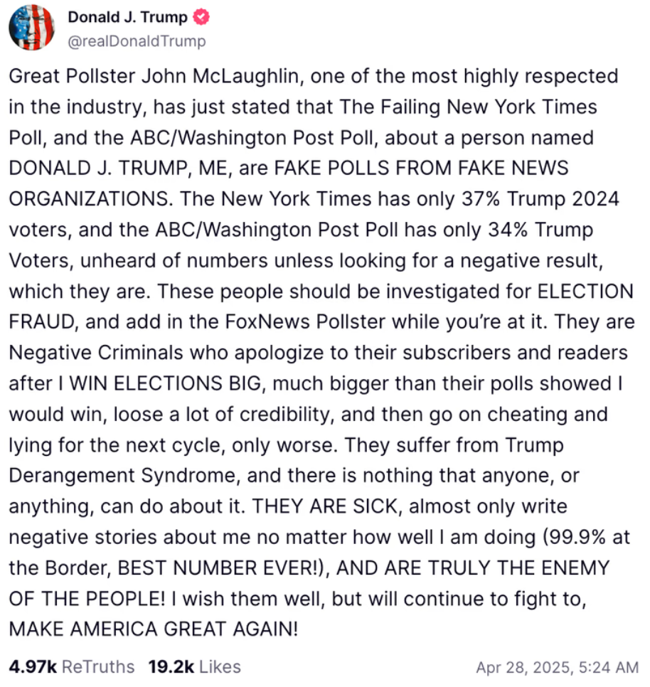 Donald Trump brise le silence sur sa popularité en déclin historique 2 Donald Trump brise le silence sur sa popularité en déclin historique Capture decran 2025 04 29 090831 Donald Trump brise le silence sur sa popularité en déclin historique