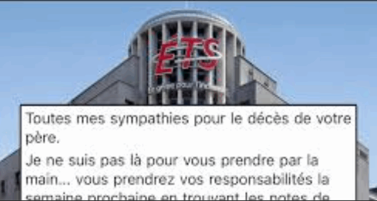 Capture decran 2025 05 09 095912 Un étudiant québécois annonce à son professeur la mort de son père et reçoit une réponse qui choque