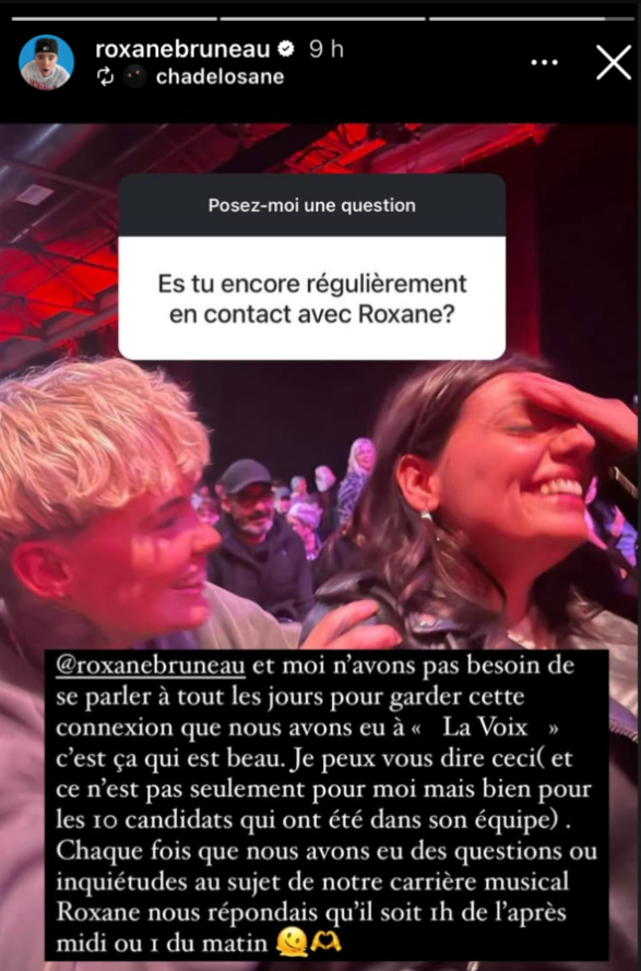 Capture decran 2025 05 27 094457 Une ex-candidate de La Voix lève le voile sur Roxane Bruneau : « Elle est là, même à 1h du matin »