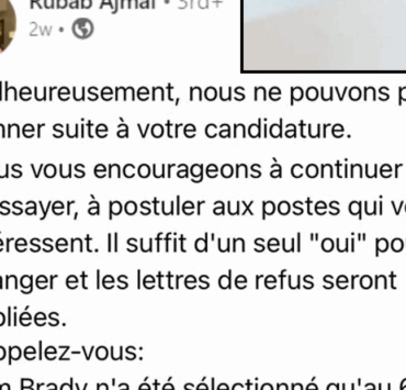 Capture decran 2025 06 29 051641 Une fille sur LinkedIn se fait refuser une job… et sa lettre de refus émeut tout le monde
