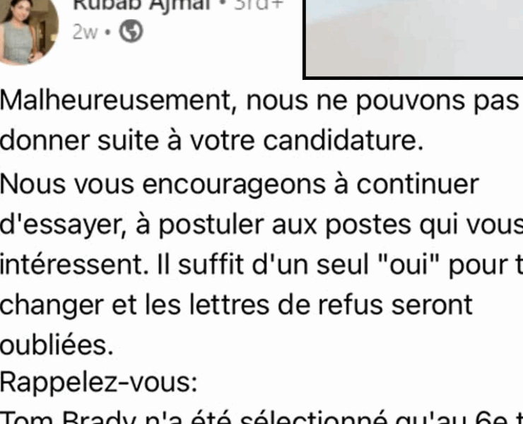 Capture decran 2025 06 29 051641 Une fille sur LinkedIn se fait refuser une job… et sa lettre de refus émeut tout le monde