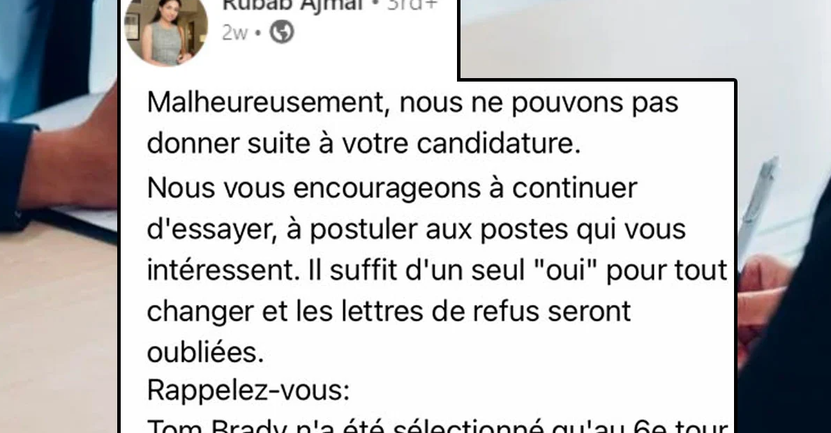 Une fille sur LinkedIn se fait refuser une job… et sa lettre de refus émeut tout le monde 1 Une fille sur LinkedIn se fait refuser une job… et sa lettre de refus émeut tout le monde Capture decran 2025 06 29 051641 Une fille sur LinkedIn se fait refuser une job… et sa lettre de refus émeut tout le monde