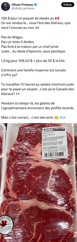Olivier Primeau explose devant le prix d’un simple steak chez Costco 2 Olivier Primeau explose devant le prix d’un simple steak chez Costco Capture decran 2025 07 12 131903 1 Olivier Primeau explose devant le prix d’un simple steak chez Costco