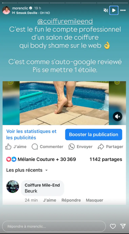 Capture decran 2025 08 03 141100 Christine Morency riposte avec classe à un salon de coiffure qui a dénigré son corps